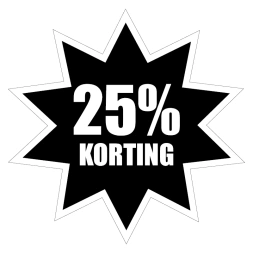 25% Korting sticker - Zwart