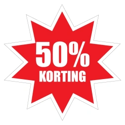 50% Korting sticker - Rood