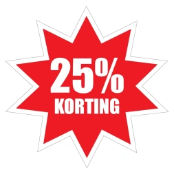 25% Korting sticker - Rood