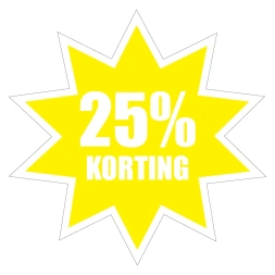 25% Korting sticker - Geel
